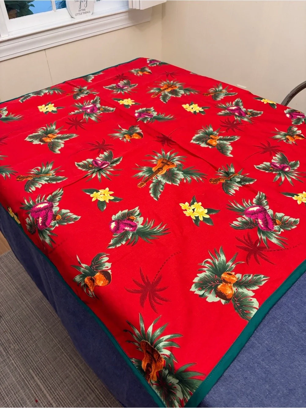 Tropical Red Floral Accent Throw - Unbranded